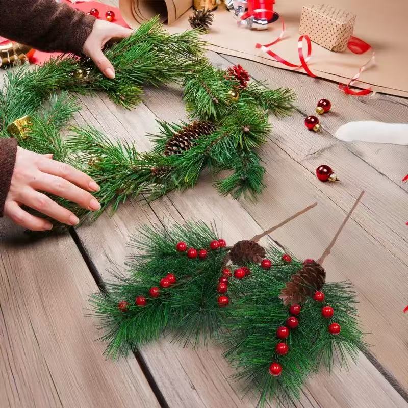 Christmas Red Berry Articifial Flower Pine Cone Branch Christmas Tree Decorations Ornament Gift Packaging Home Party DIY Wreath Specification drawing