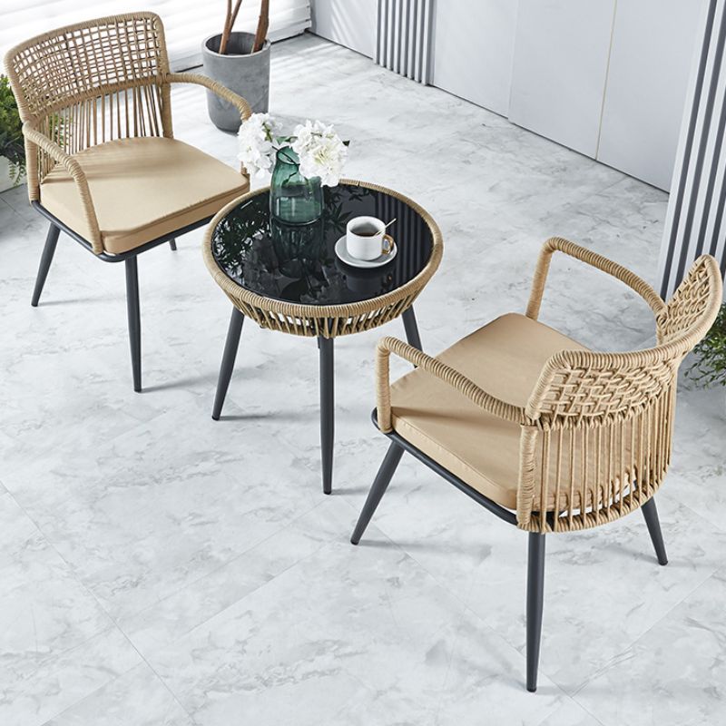 户外桌椅庭院休息藤编椅防水室外花园露台塑木桌铝合金桌椅组合