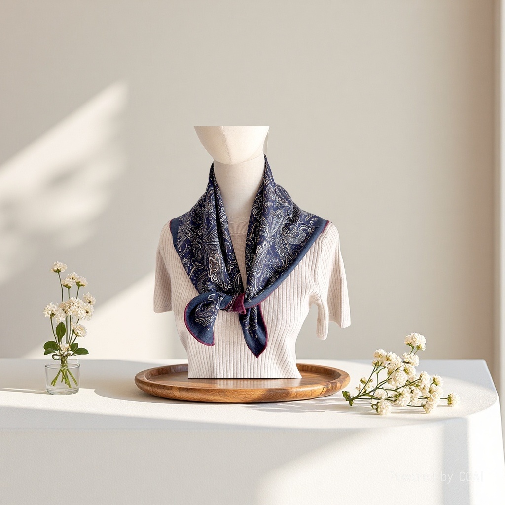 The 2025 new style of artistic and retro silk and wool square scarf is fashionable and simple. It is a soft and easy-to-match square scarf for commuting