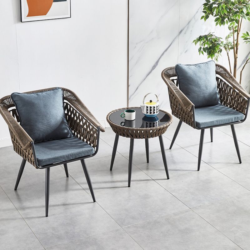 Outdoor table and chair combination, courtyard garden rattan chair, balcony viewing table and chair, outdoor open-air garden rattan backrest chair