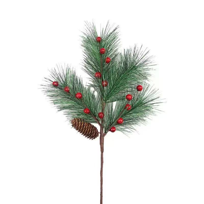 Christmas Red Berry Articifial Flower Pine Cone Branch Christmas Tree Decorations Ornament Gift Packaging Home Party DIY Wreath thumbnail