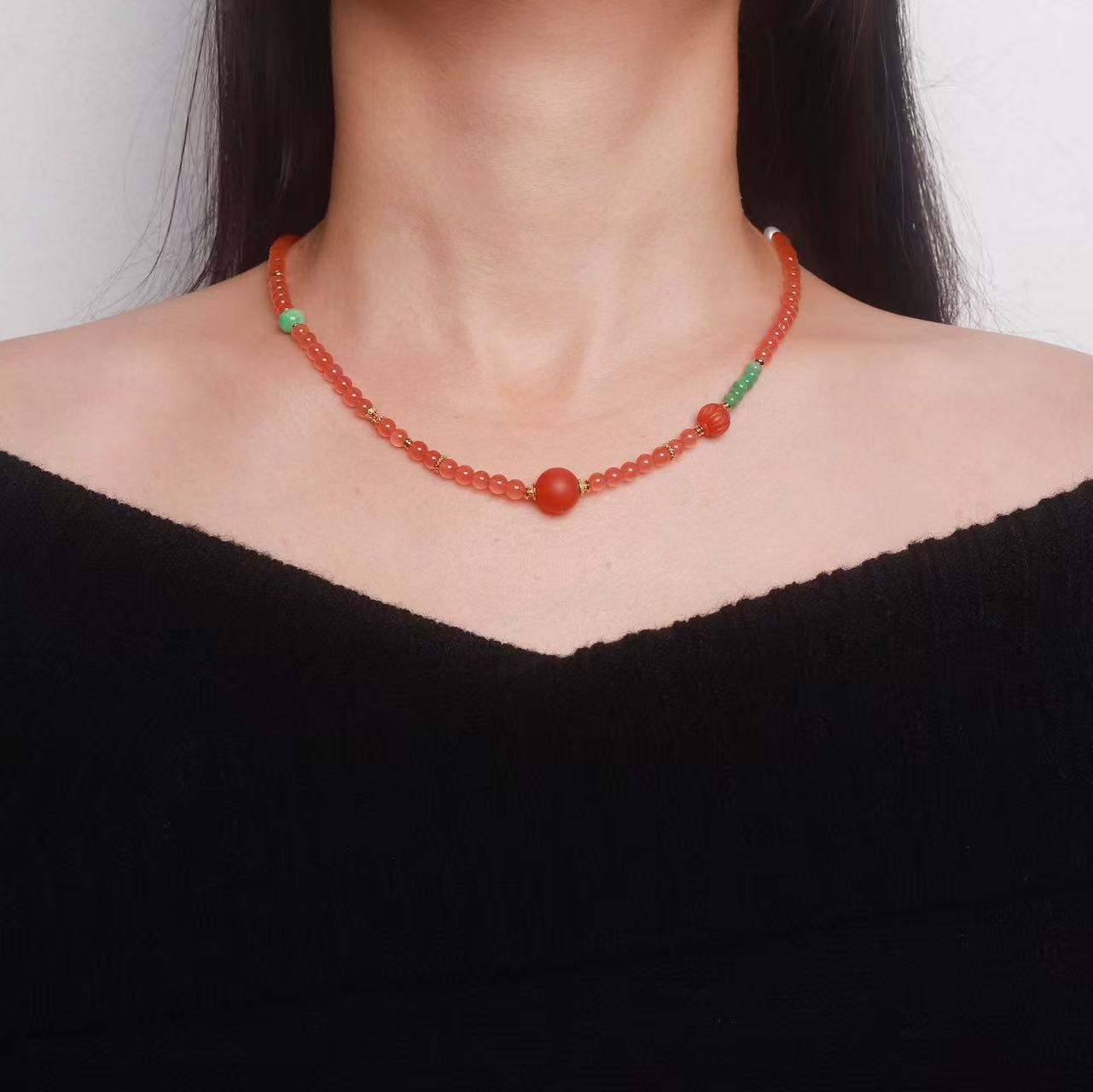 道毅珠宝天然川料冰红南红手串南红莲花手链新中式禅意文玩详情图6