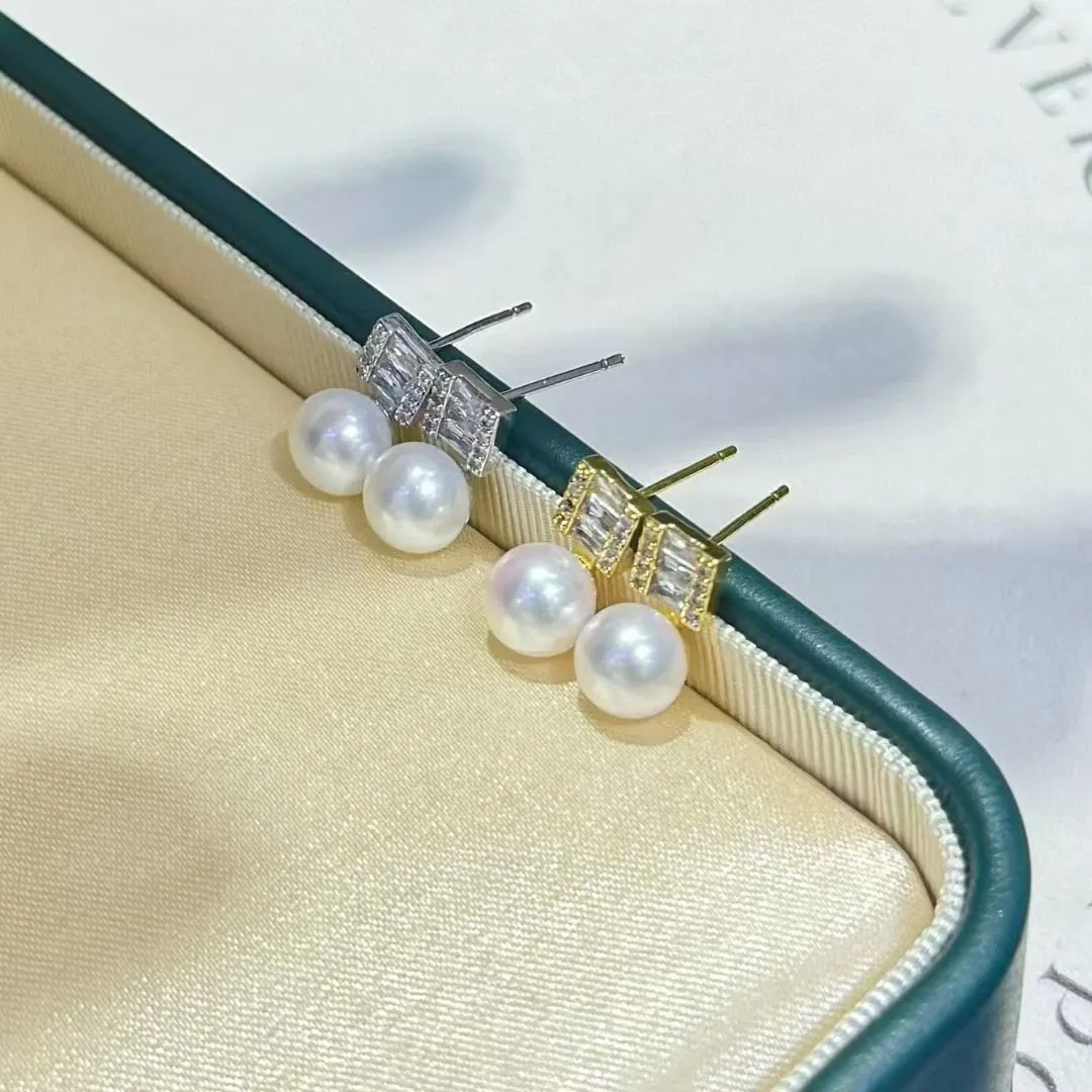 Natural freshwater pearl stud earrings 2025 New style, trendy and high-end pearl stud earrings, new sugar cube earrings detail image 7