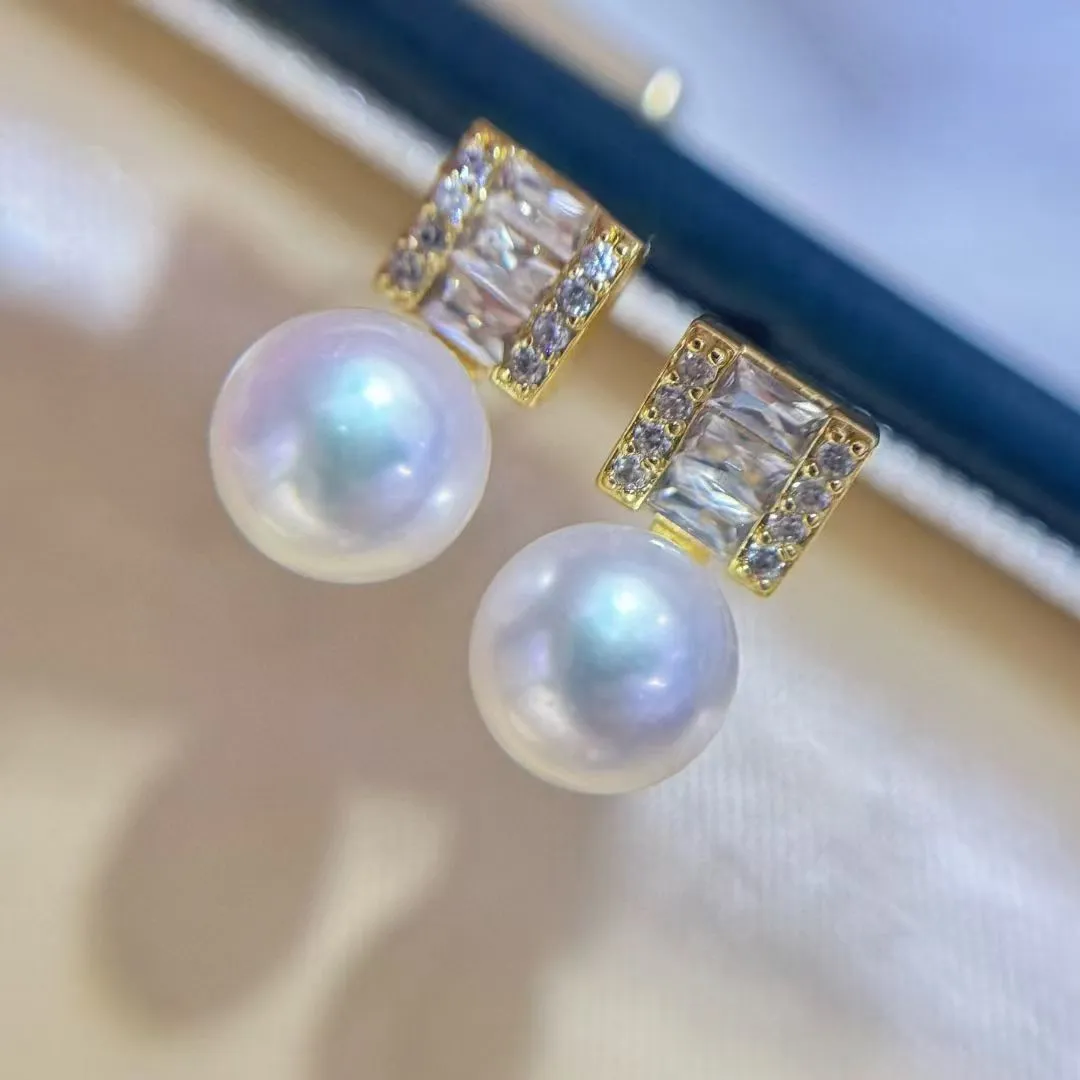 Natural freshwater pearl stud earrings 2025 New style, trendy and high-end pearl stud earrings, new sugar cube earrings detail image 6