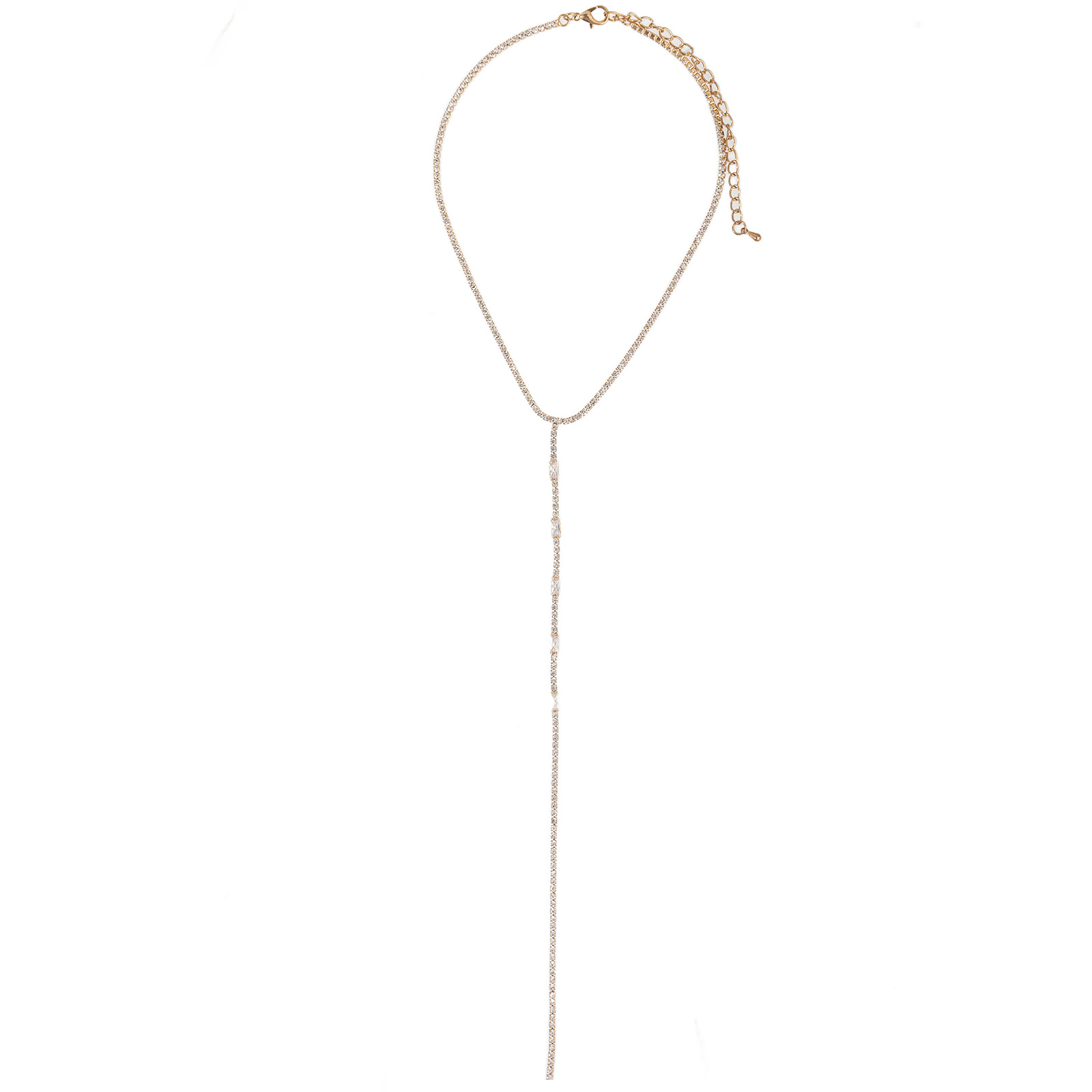 Cross-border new product necklace: Sexy Y-shaped long zircon necklace, European and American InS-style personalized neck-fitting collarbone diamond necklace