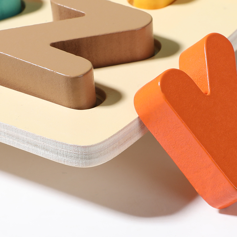 Three-dimensional board puzzle panel, 1-3 years old Montessori early education children's capital letter cognitive matching educational building block toy Item Picture