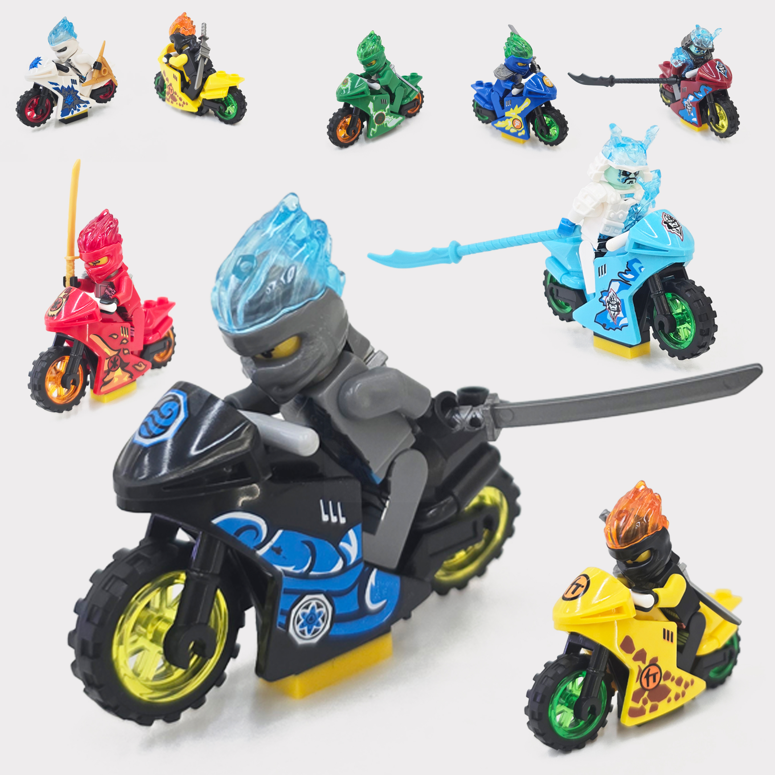Ice Ninja MiniFigure building blocks compatible with LEGO children's educational toys, factory export wholesale Ninja with weapons, 2 yuan, 20 pieces Item Picture
