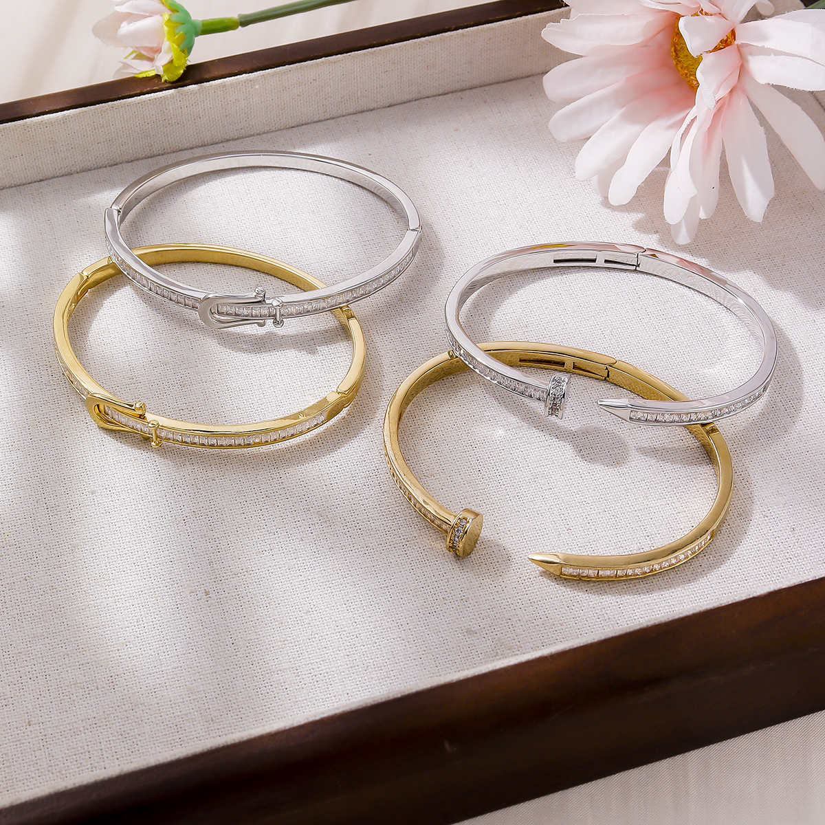 跨境爆款几何图案锆石手镯欧美风合集轻奢百搭时尚工厂价一件代发	