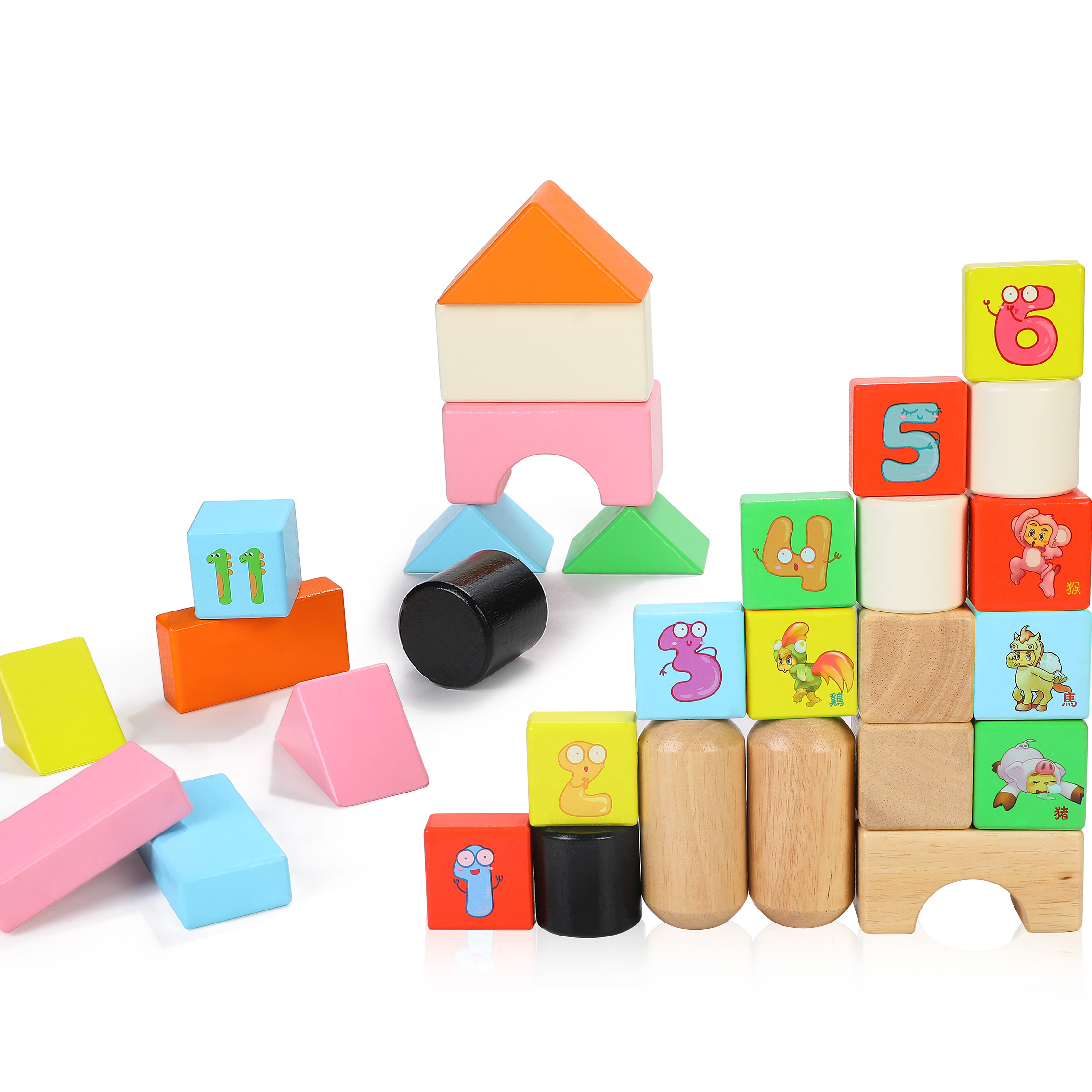 Linglexi wooden building blocks for infants and toddlers, large-sized assembly and educational toys for children aged 1 to 2, boys and girls details Picture