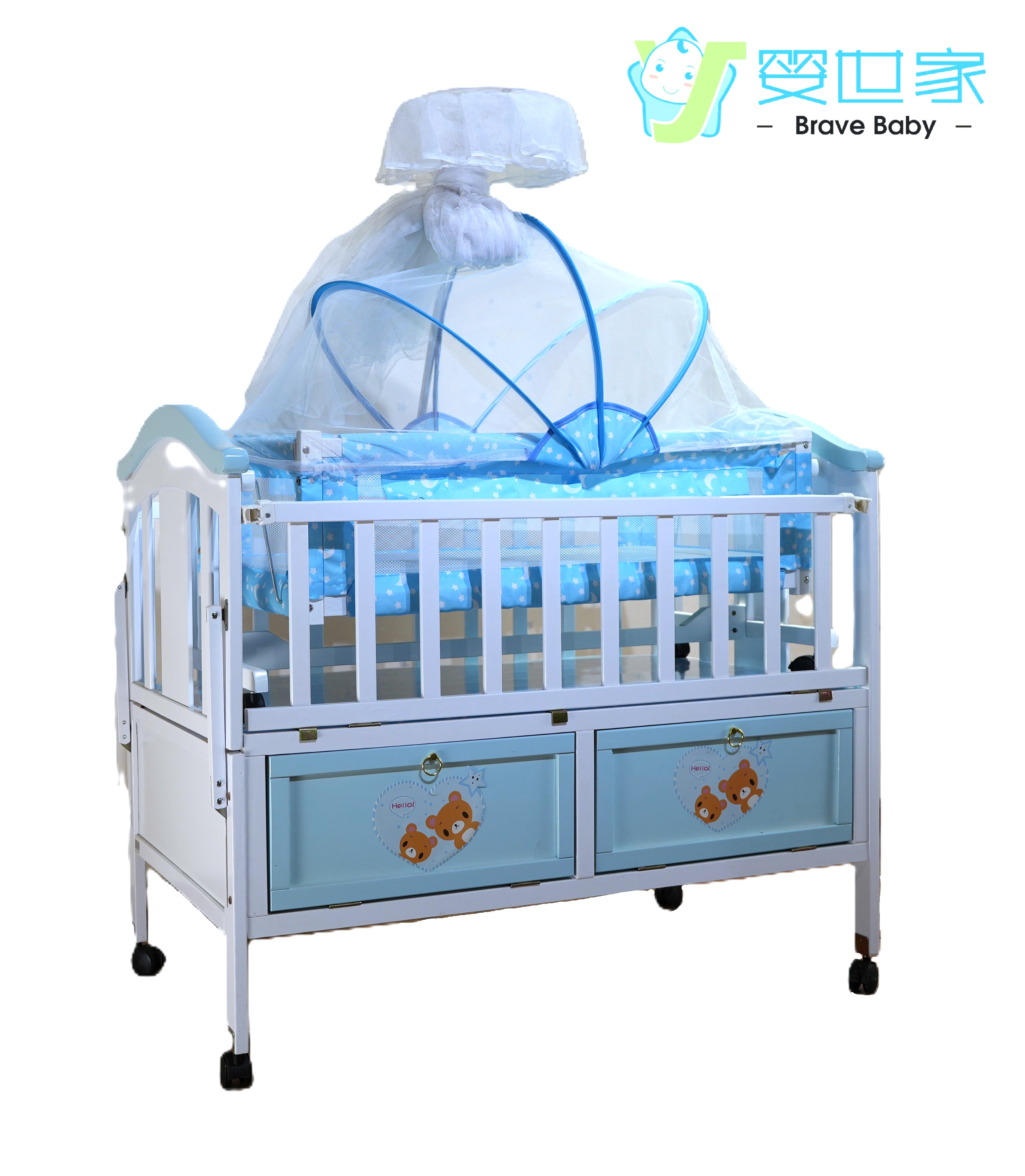 婴儿木床细节图