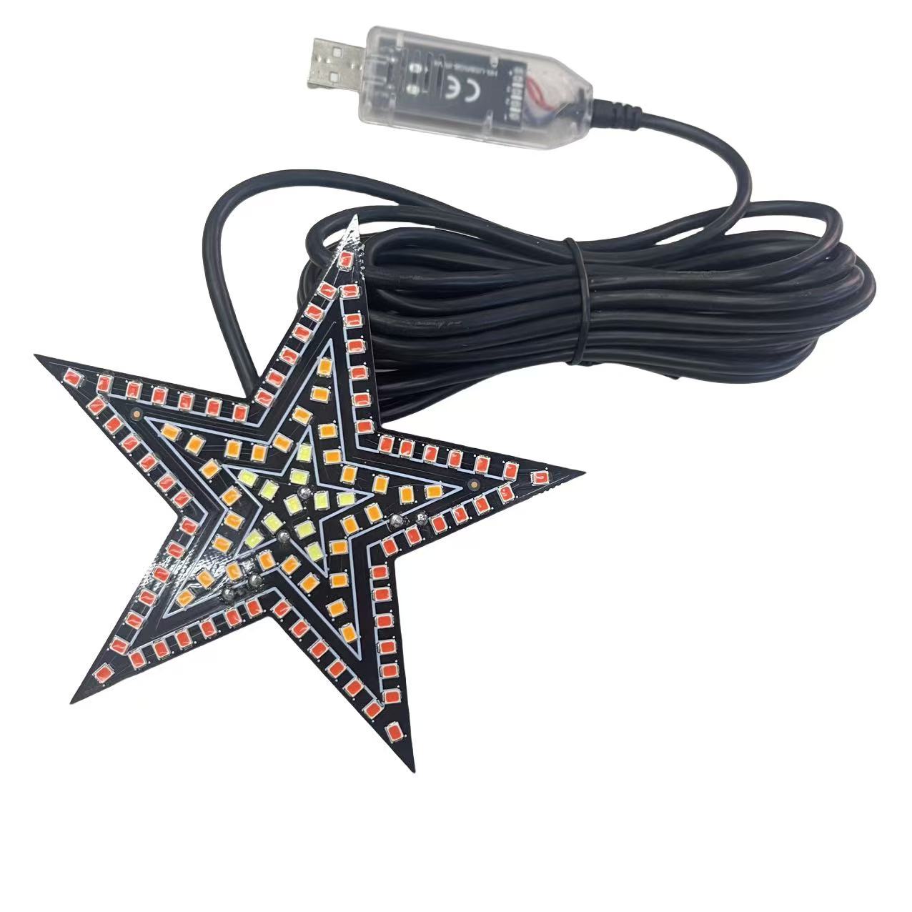 Car star window light, LED decorative light, creative no-wiring, heart-shaped, popular rear window expression light, USB flash Specification drawing