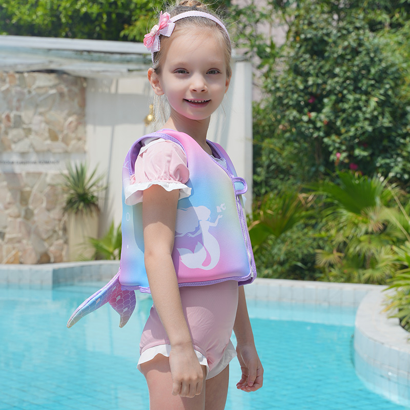 Wholesale of non-inflatable children's swimming buoyancy vests in stock, 3D cartoon for babies, and swimming AIDS for beginners details Picture