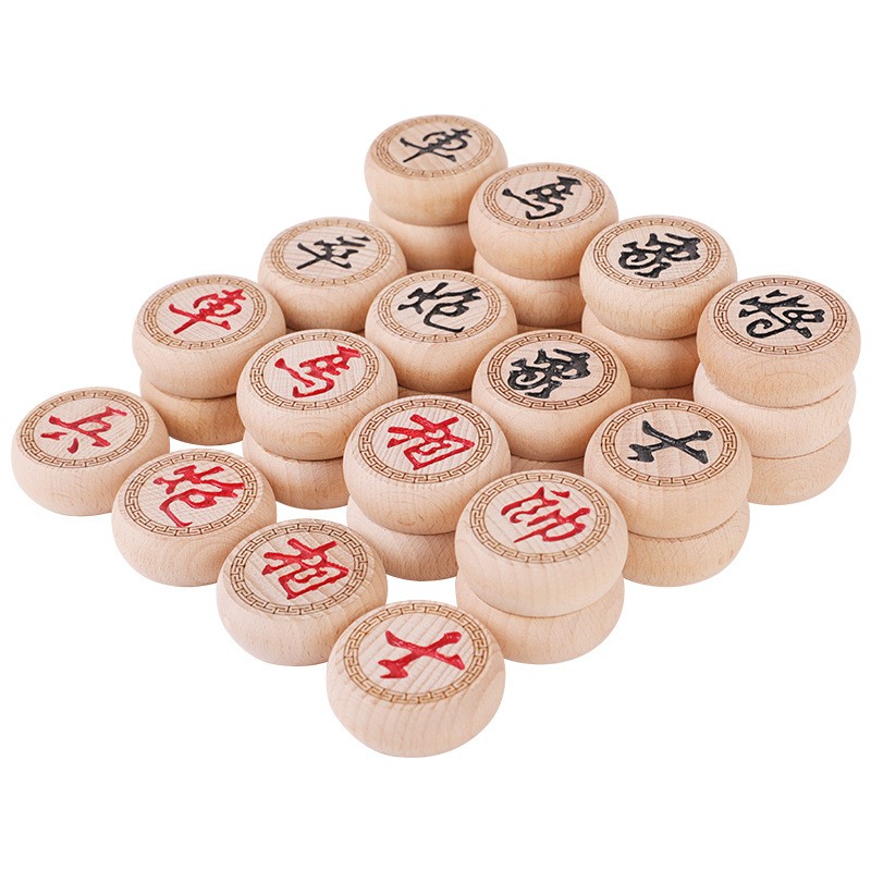 Linglexi Beech Wood Chinese Chess Solid Wood Chinese Chess Leather chessboard Large Size like Oak Chess Children's Chess set details Picture