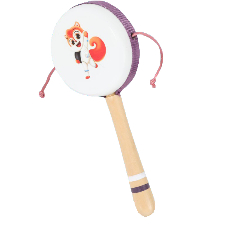 Linglexi Rattle Drum, Newborn baby hand-cranked Drum, Rattle Bell, Educational children's Wooden Toy, 0-1 year old baby Item Picture