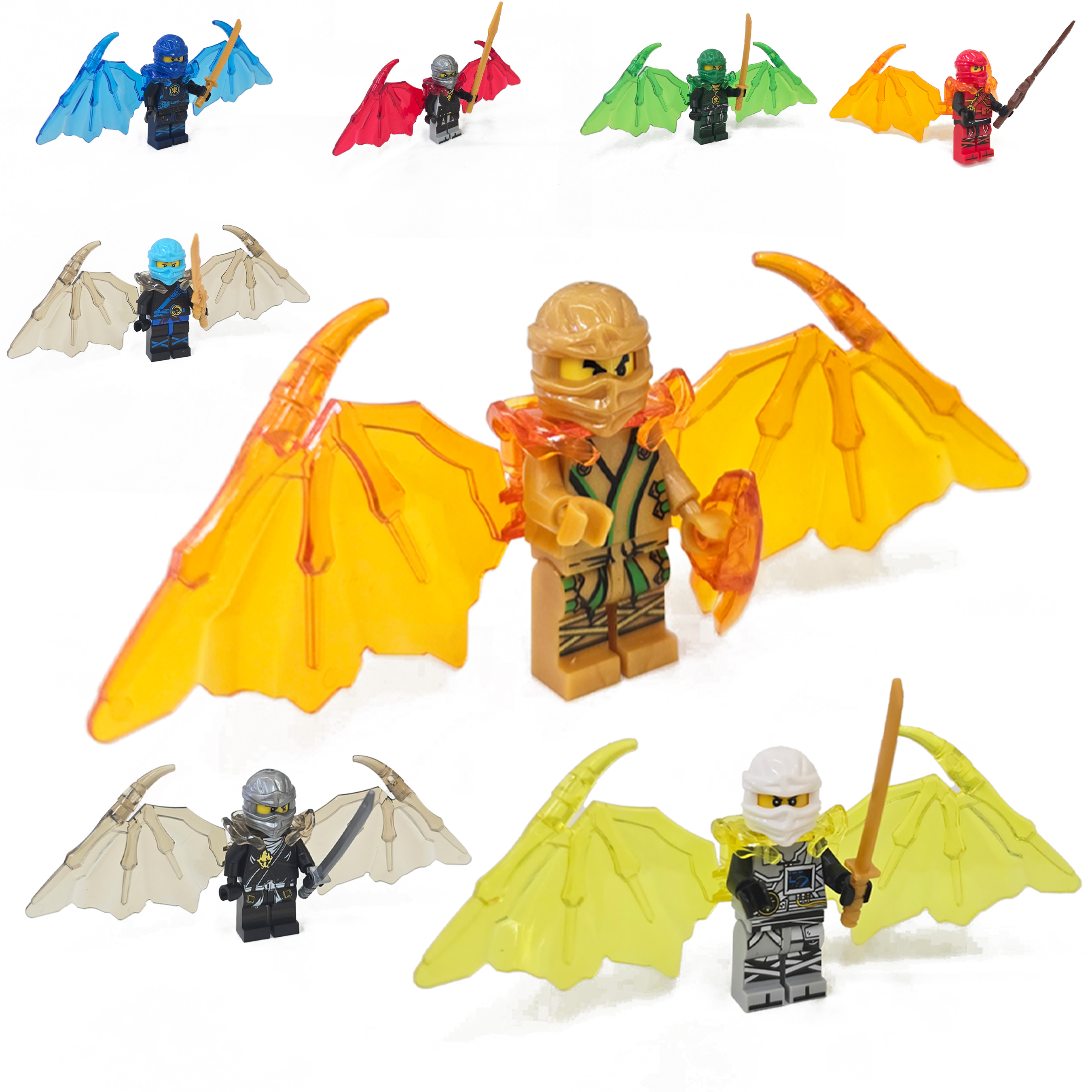 Flying Phantom MiniFigure building blocks compatible with LEGO children's educational toys, factory export wholesale Wing ninja with weapons, 1 yuan 24 pieces Minifigure Item Picture