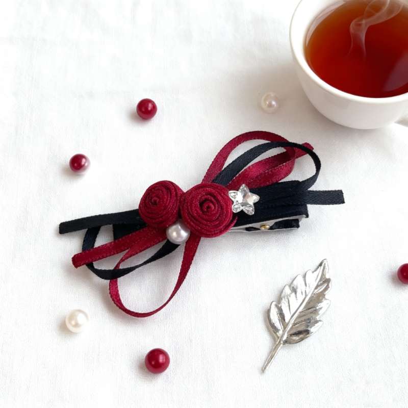 优雅蝴蝶结发夹发饰气质玫瑰侧边夹头饰发卡