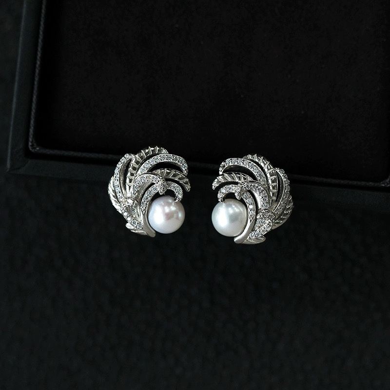 6-7mm freshwater pearl stud earrings of the same style as the big brand, high-end and light luxury style earrings and earrings