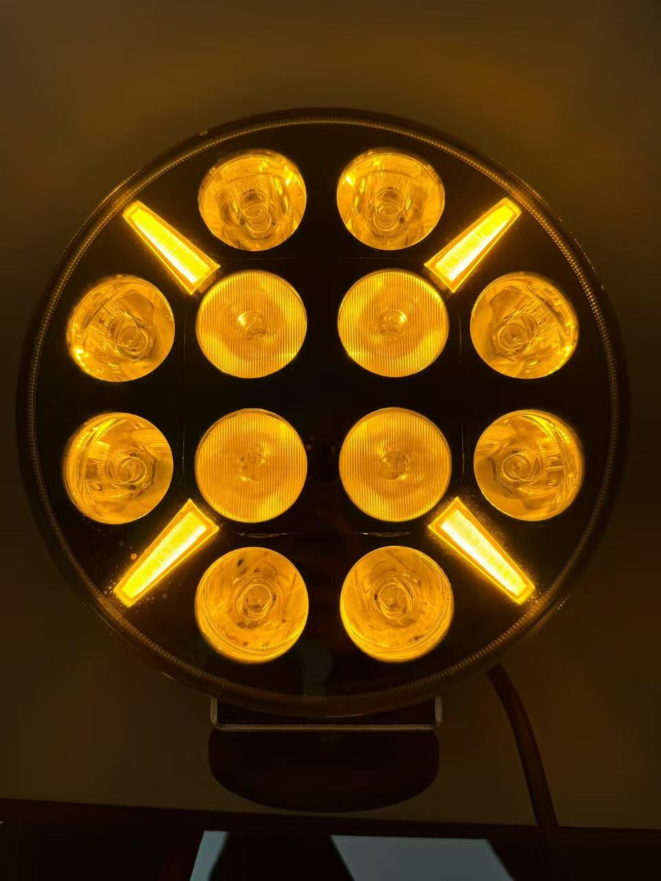 24V欧卡车货车改led7寸X型探照灯天使眼日行灯远光近光灯喇叭灯详情6