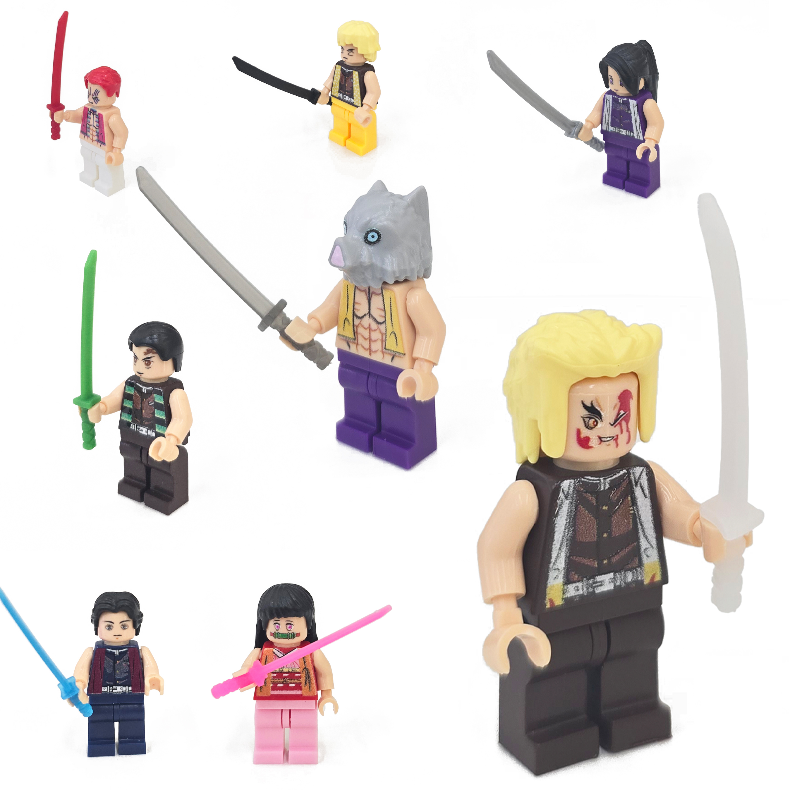 Demon Slayer MiniFigure building blocks compatible with LEGO children's educational toys, factory export wholesale Ninja with weapon Demon Slayer, 1 yuan 20 pieces, Minifigure Item Picture