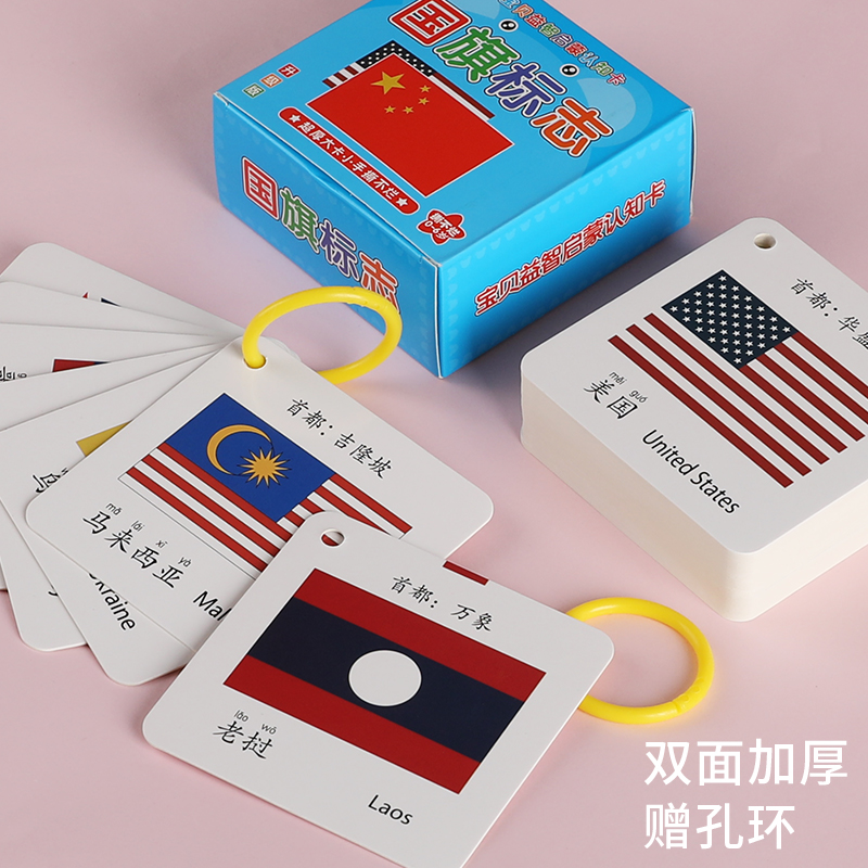 Baby recognition cards, early education enlightenment books for infants and toddlers, national flag numbers, picture recognition, children's flashcard toys details Picture