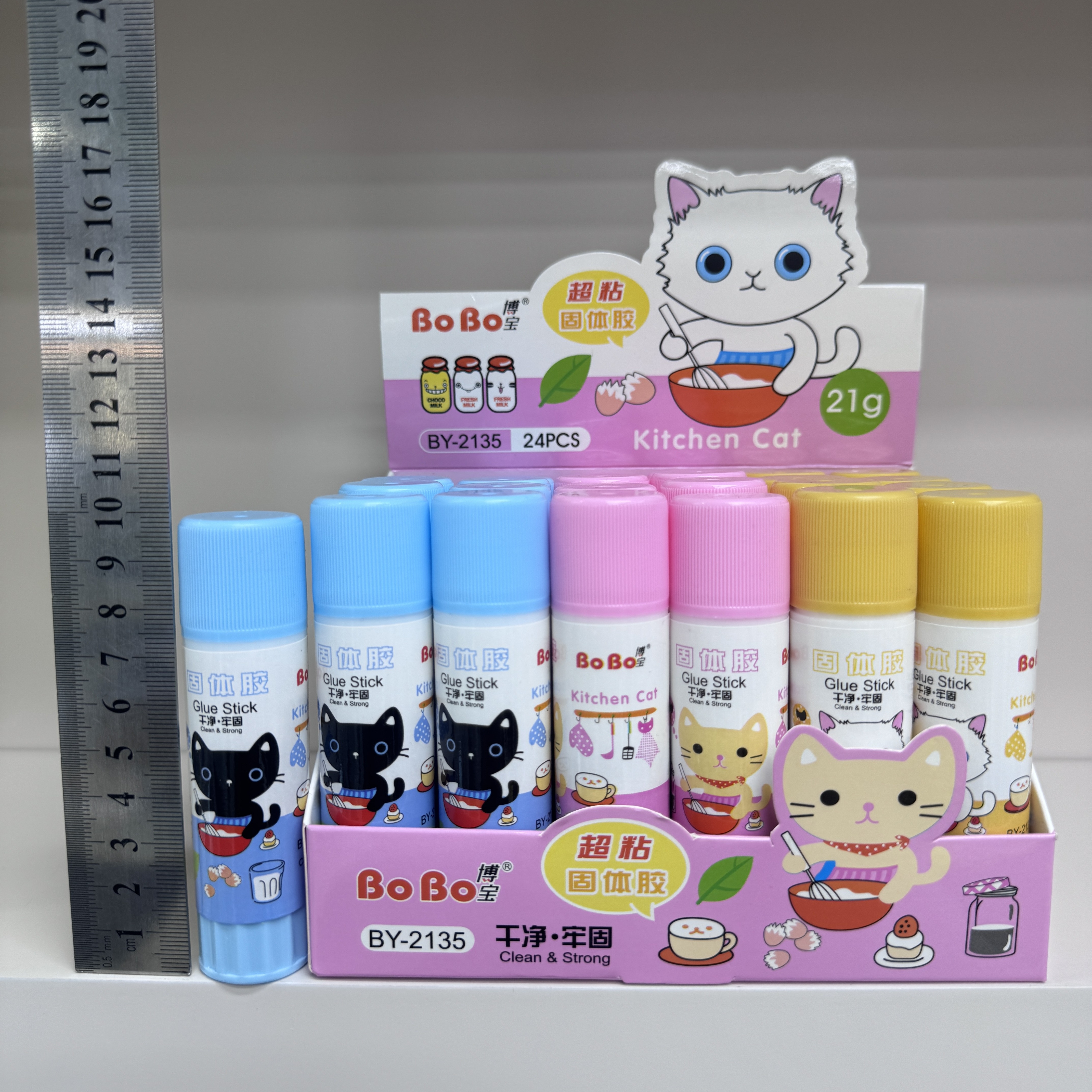 BY-2135 PVA Solid Adhesive 21g, a special eco-friendly solid adhesive for students, is fast and easy to bond, odorless and free of formaldehyde Item Picture