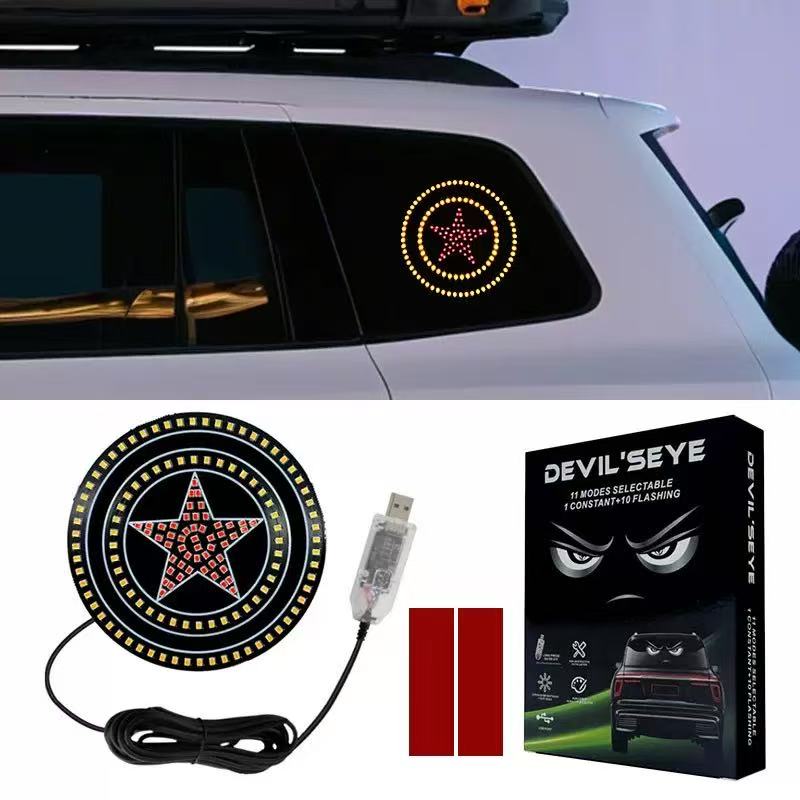 Car star window light, LED decorative light, creative no-wiring, heart-shaped, popular rear window expression light, USB flash Item Picture