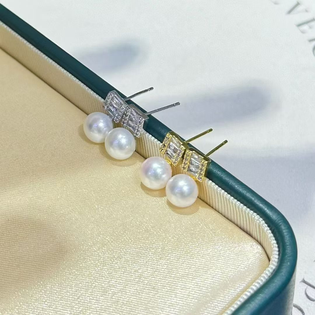 Natural freshwater pearl stud earrings 2025 New style, trendy and high-end pearl stud earrings, new sugar cube earrings