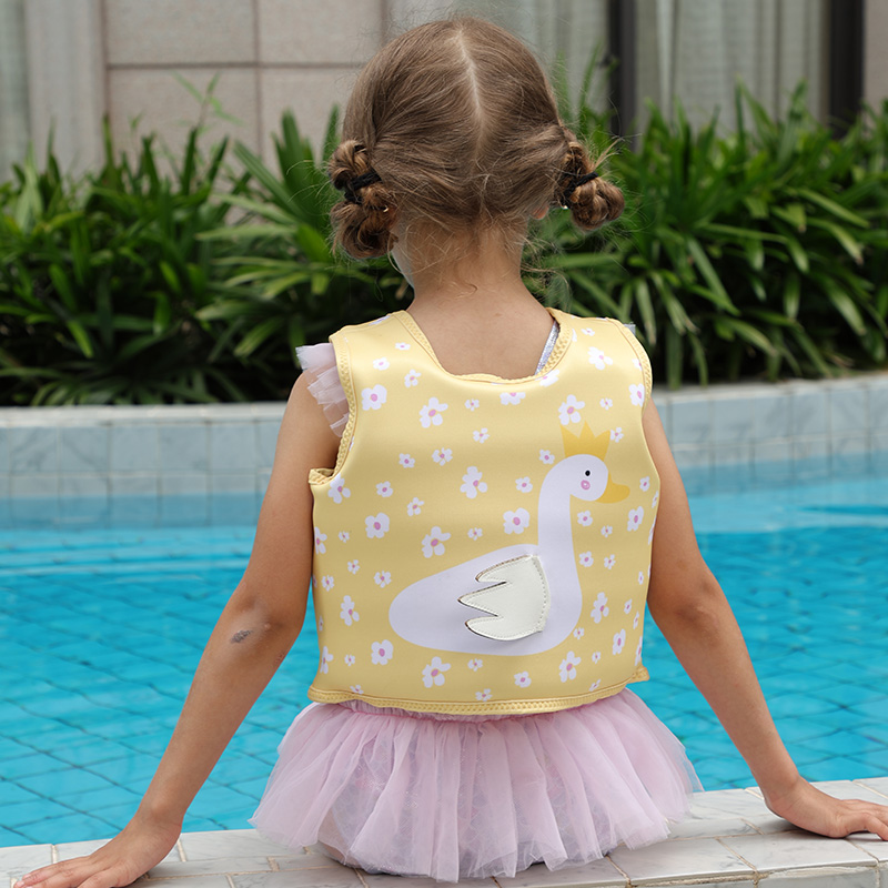 Wholesale of non-inflatable children's swimming buoyancy vests in stock, 3D cartoon for babies, and swimming AIDS for beginners Specification image