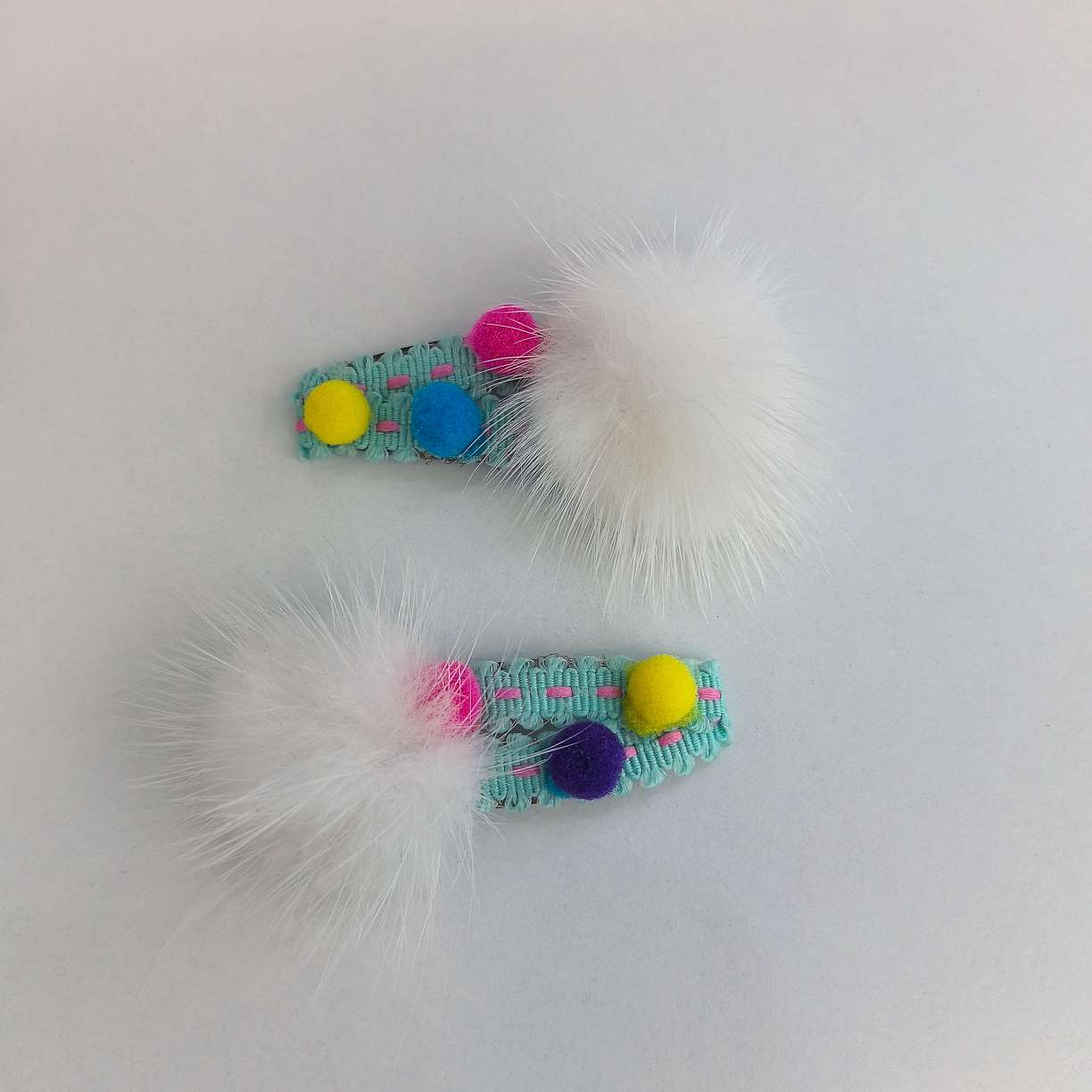 糖果色掰掰夹儿童发饰秋冬毛球发夹头饰发卡