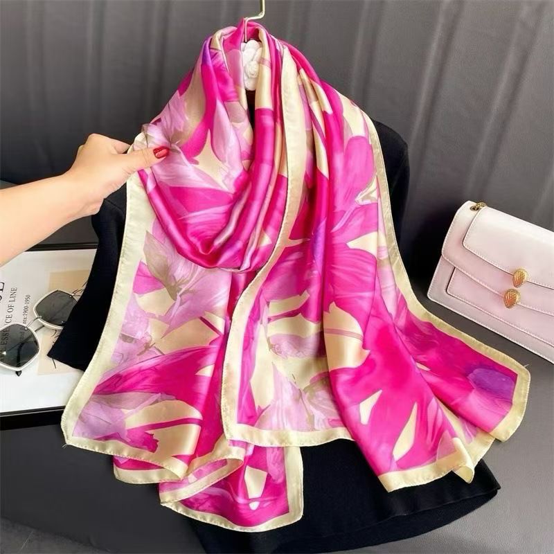 Faux silk long scarves, in multiple styles and colors, with a large quantity of silk scarves in stock details Picture
