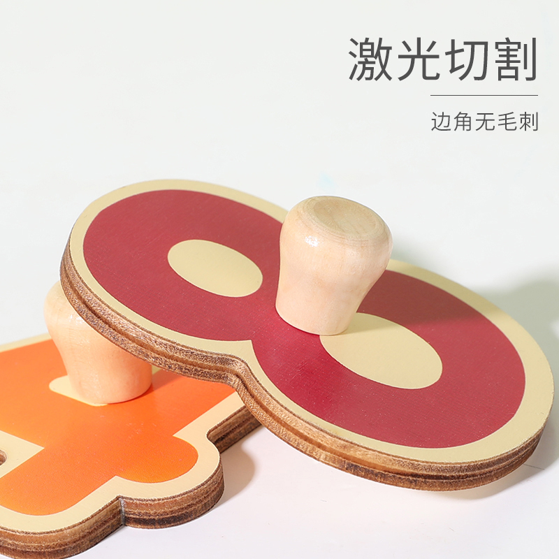 Hand-grabbed board jigsaw puzzle panel, 1-3 years old Montessori early education children's digital cognitive matching and educational building block toy details Picture