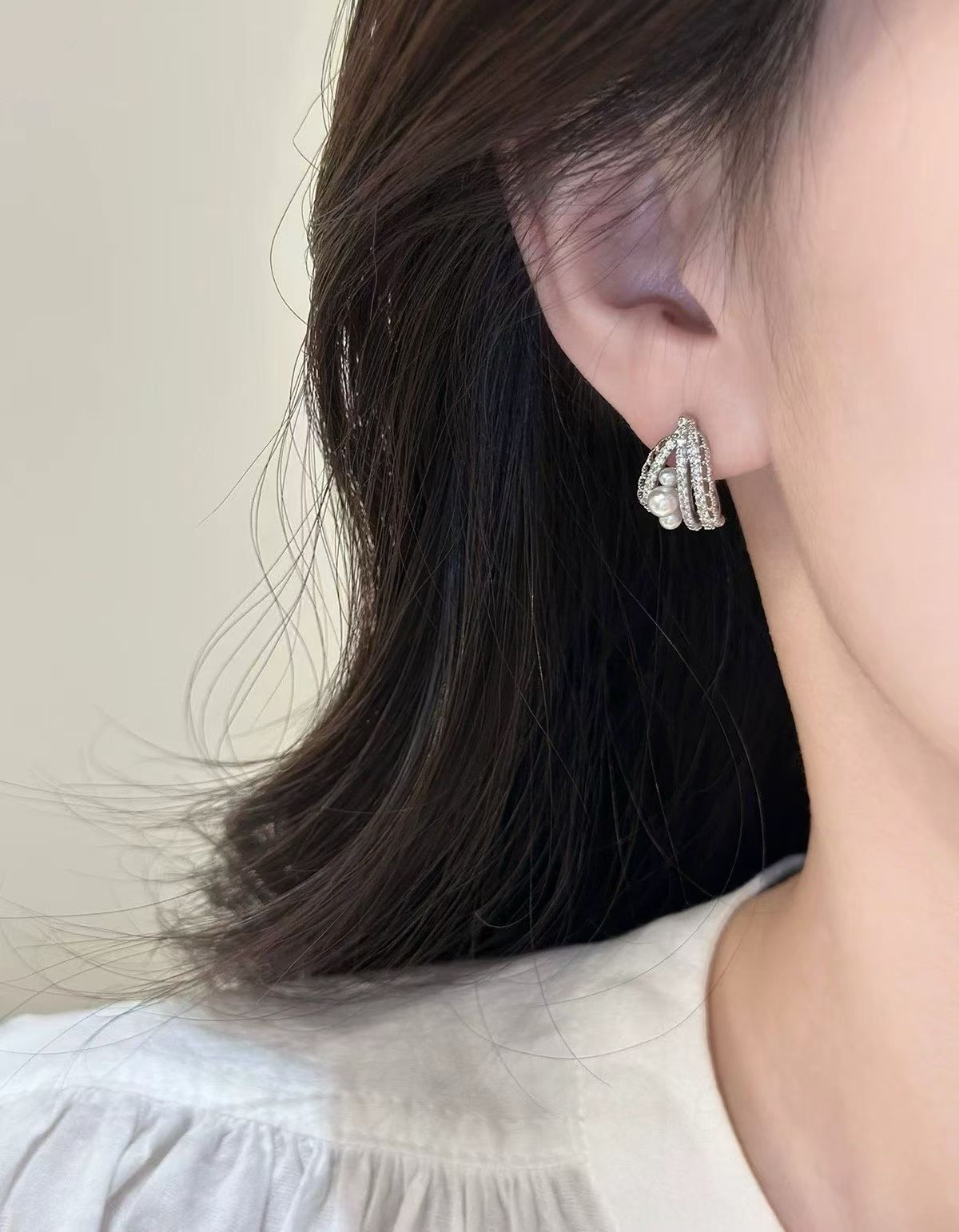Lace sailboat stud 14k gold and silver silver live-streaming bestseller, elegant fairy natural freshwater pearl Item Picture