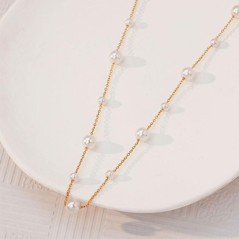 Dry and elegant rose starry sky necklace, light luxury and fashionable, versatile, thousand gold style fairy necklace, sweater chain, jewelry, pearl necklace detail image 12