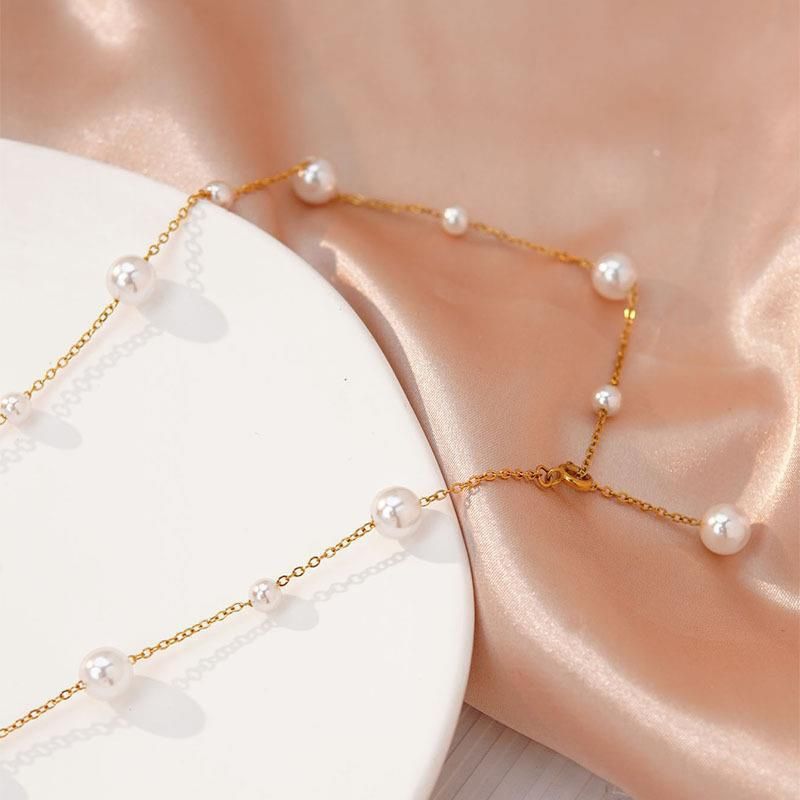 Dry and elegant rose starry sky necklace, light luxury and fashionable, versatile, thousand gold style fairy necklace, sweater chain, jewelry, pearl necklace details Picture