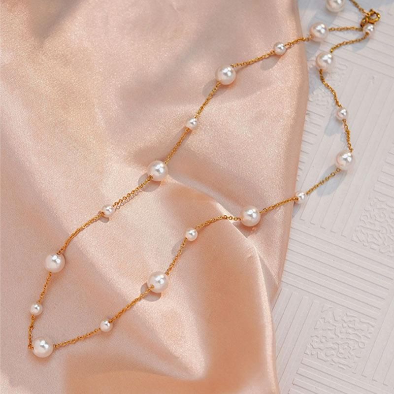 Dry and elegant rose starry sky necklace, light luxury and fashionable, versatile, thousand gold style fairy necklace, sweater chain, jewelry, pearl necklace detail image 14