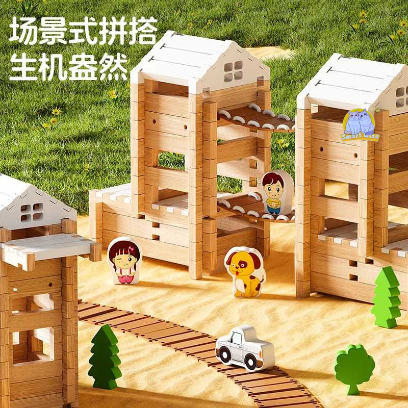Children's Lu Ban Mortise and tenon educational building blocks for boys and girls, wooden diy building house structure handicrafts details Picture