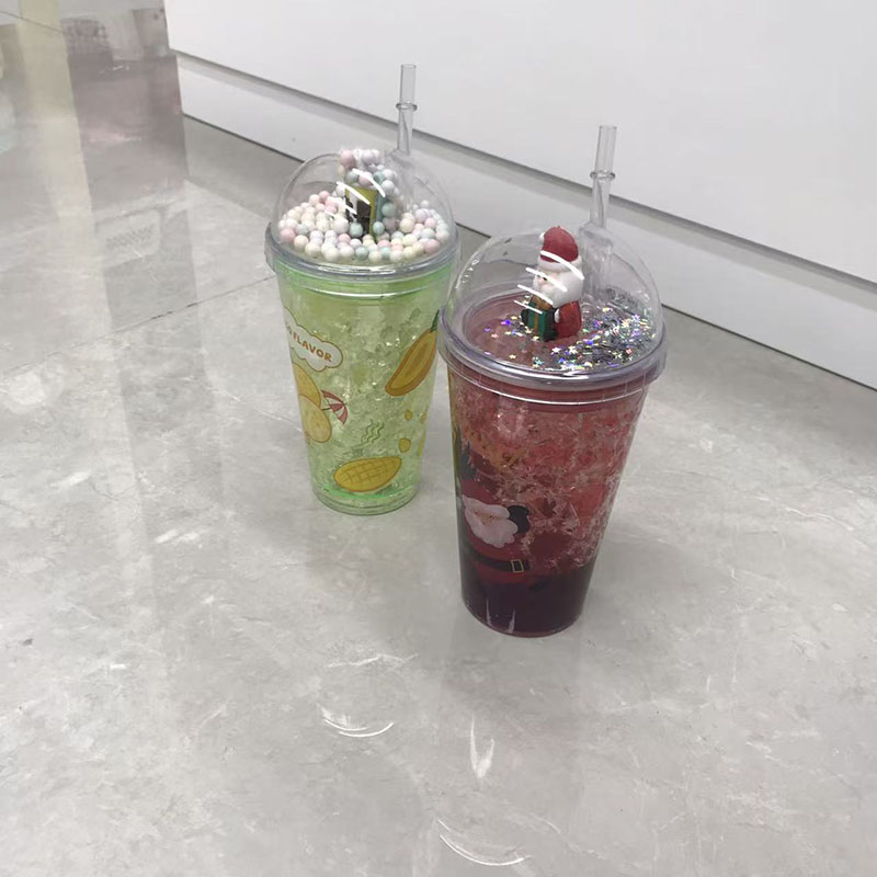 ins 风冰淇淋主题碎冰吸管杯 葡萄芒果草莓口味设计 夏日保冷制冷杯 少女心可爱便携水杯详情5