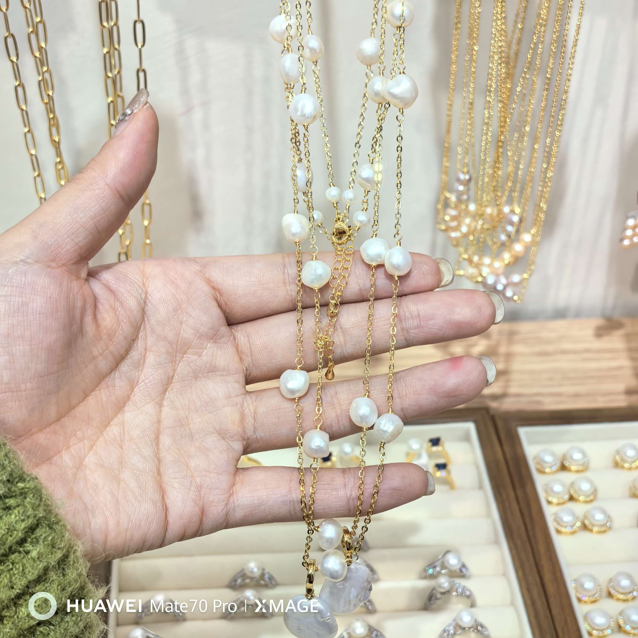 Dry and elegant rose starry sky necklace, light luxury and fashionable, versatile, thousand gold style fairy necklace, sweater chain, jewelry, pearl necklace Specification image