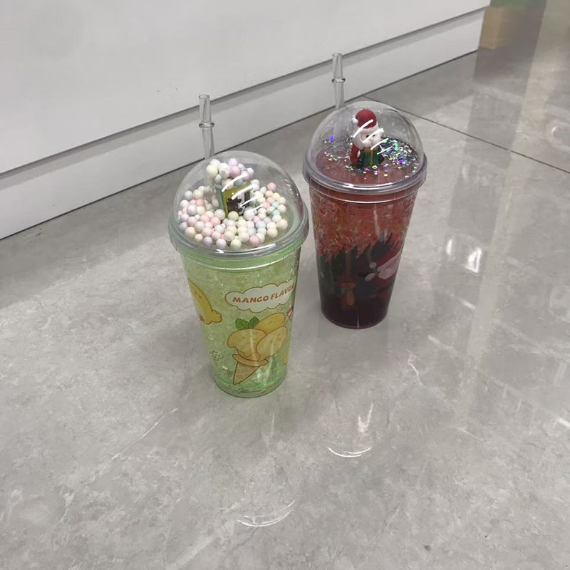 ins 风冰淇淋主题碎冰吸管杯 葡萄芒果草莓口味设计 夏日保冷制冷杯 少女心可爱便携水杯详情6