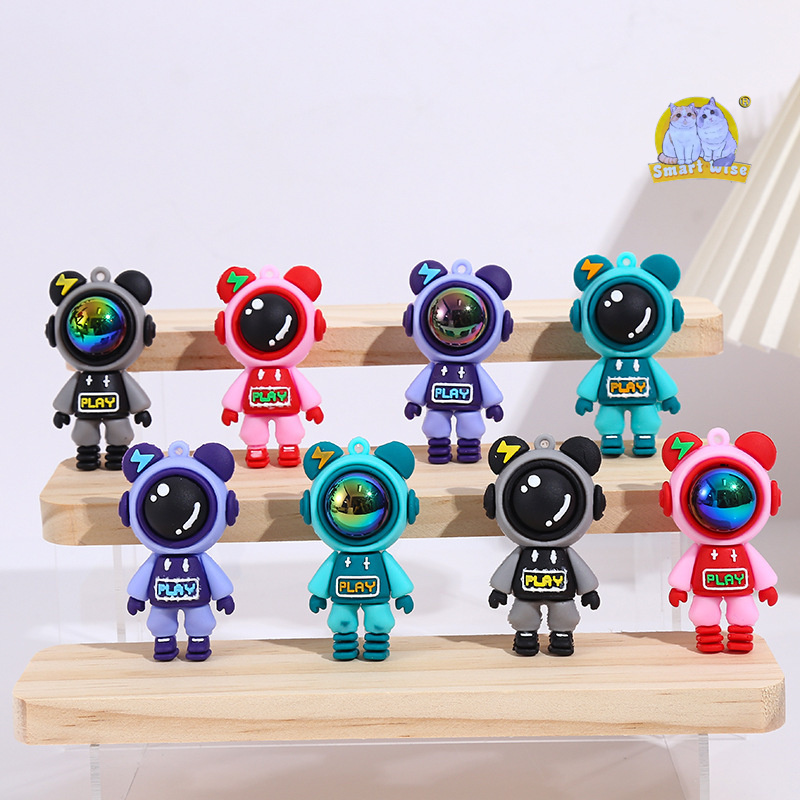 Lightning Bear keychain bag, car silicone key chain figurine, Lightning Rabbit pendant, cute gift, heart pendant details Picture