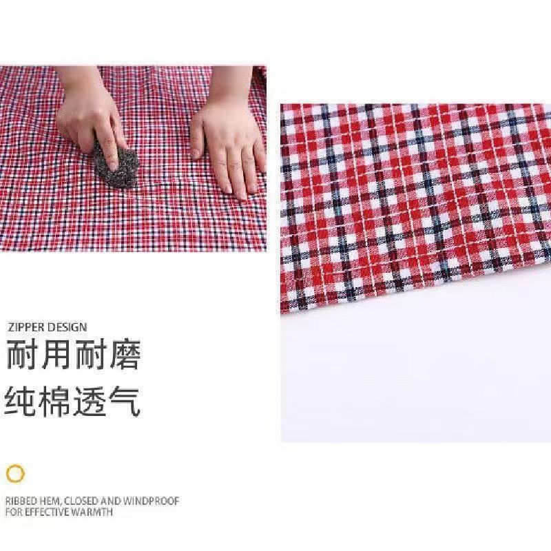 Extended cotton fabric adult cute cartoon bear checkered apron, kitchen stain-proof, dust-proof and wear-resistant, home knee-length shoulder strap, breathable, work clothes apron for men and women pic 13