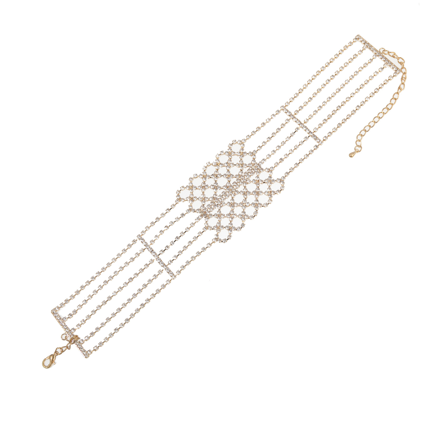 Retro hollowed-out necklaces with rhinestones, cross-border best-selling necklaces, exaggerated stage catwalk necklace accessories manufacturer supply