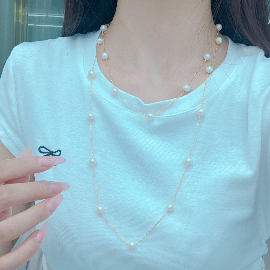 Dry and elegant rose starry sky necklace, light luxury and fashionable, versatile, thousand gold style fairy necklace, sweater chain, jewelry, pearl necklace Item Picture