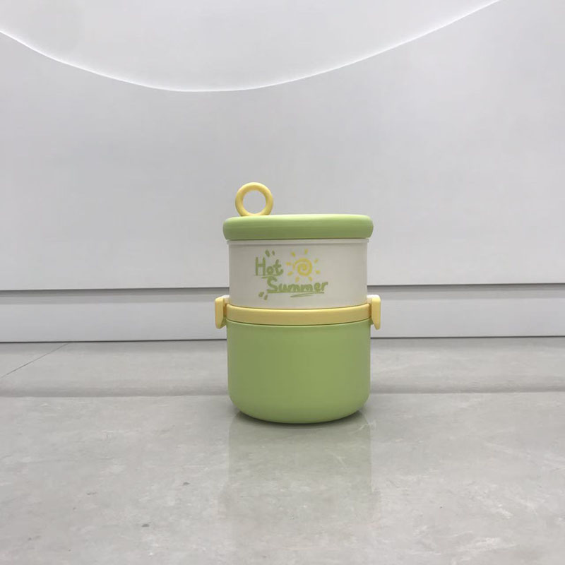 马卡龙色多层分隔便携饭盒 Hot Summer 清新设计 上班族学生密封保温便当盒 小巧可爱带饭神器详情4