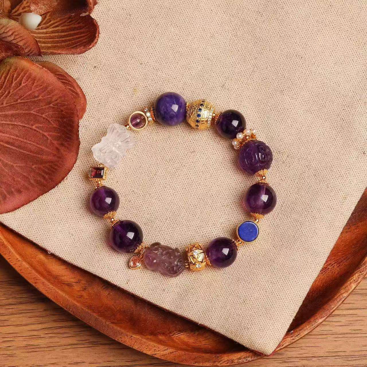 多宝手链天然紫龙晶天然紫水晶手串手链明星同款