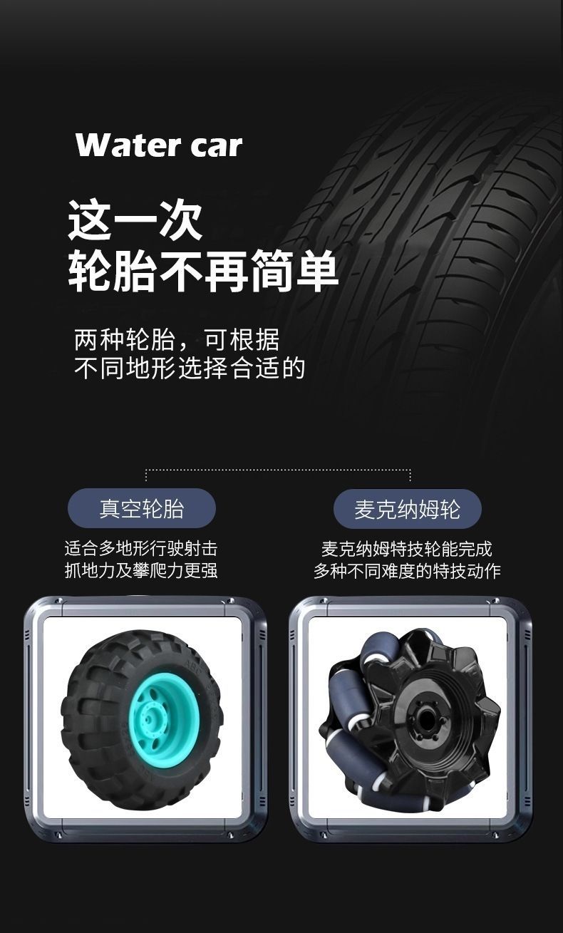 遥控玩具新款麦克纳姆轮坦克车遥控发射水弹车儿童男孩火帽发光玩具礼物详情图14