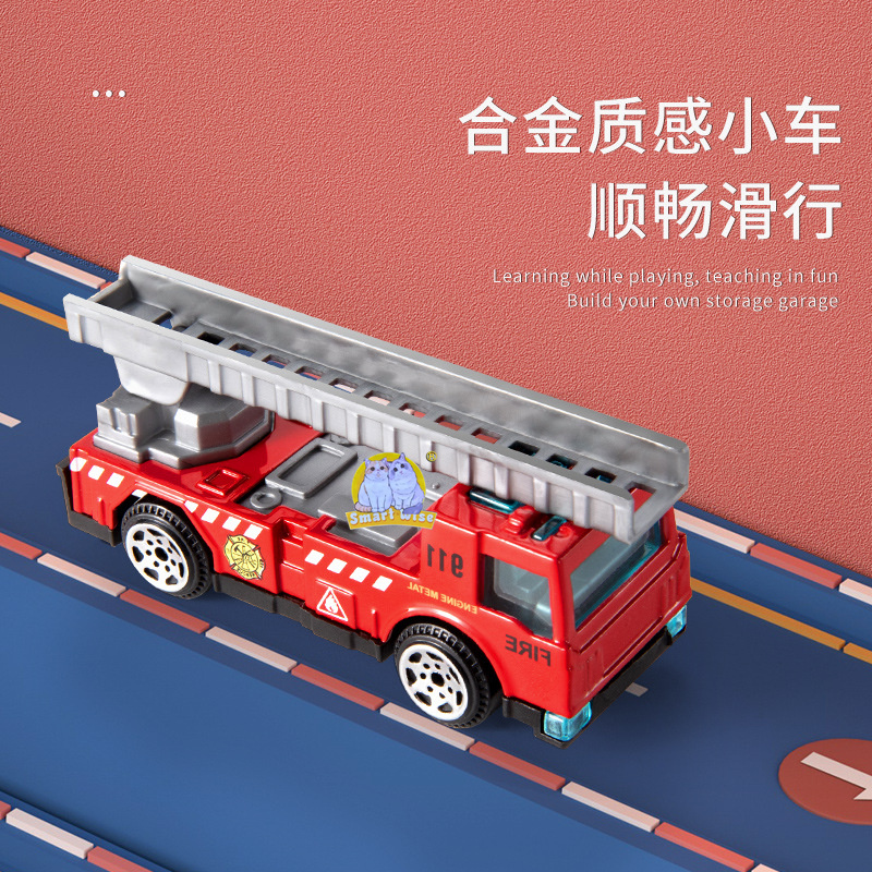 Children's toy car model, 2-3 years old, 4-baby simulation container alloy toy car, boy fire engineering vehicle set Application Scenario