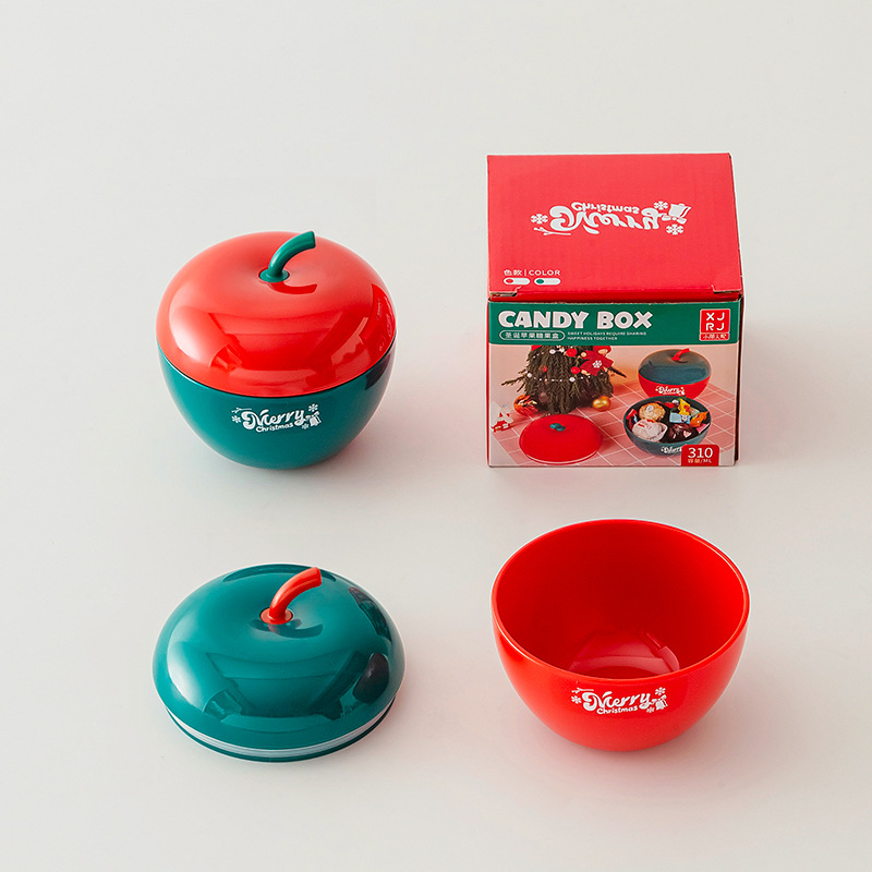 X124-XJ-8554 Christmas Candy Box, Apple-shaped Candy Box, Christmas Gift, Plastic Candy Jar, Christmas creation Item Picture