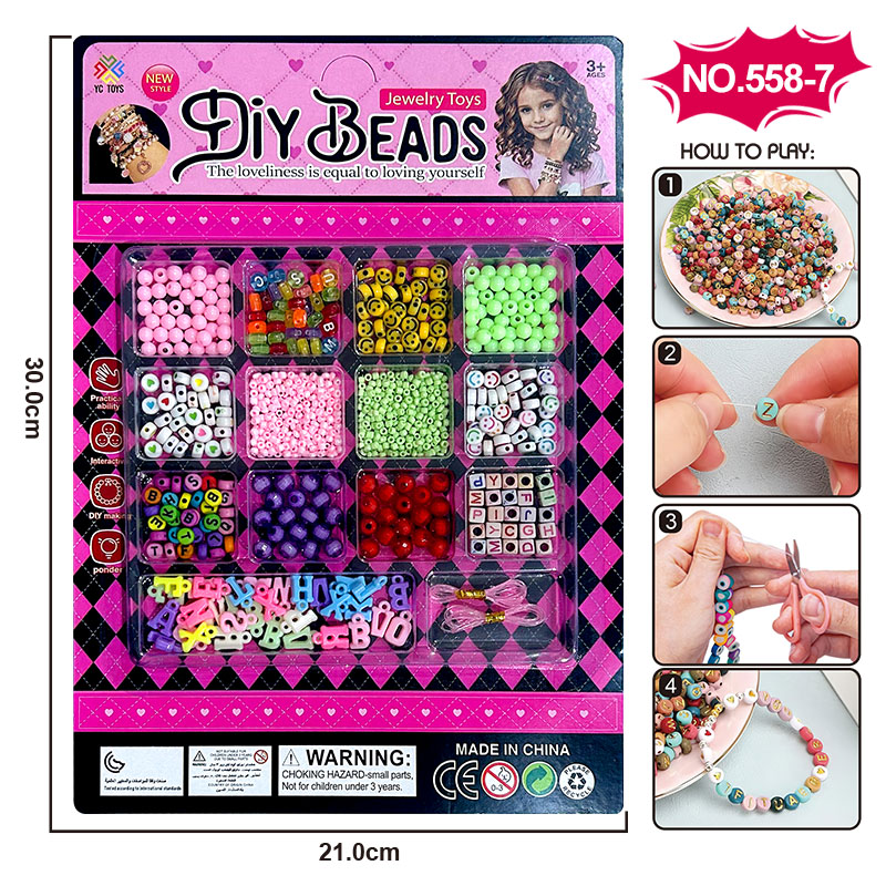 DIY handcrafted beaded toys for girls, children, diy storage boxes, bracelets, necklaces, educational and creative accessories, wholesale materials, beaded plastic letter color boxes, beaded letter beads details Picture