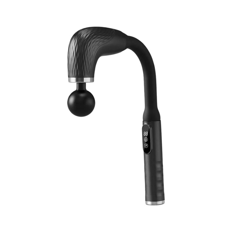 The multi-functional muscle massager of the fascia gun is a perfect tool for relaxing the cervical and lumbar vertebrae and massaging. It is a handheld electric cervical fascia gun with a curved head and long handle Application Scenario